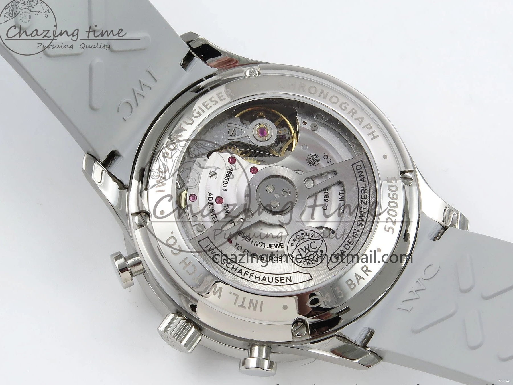 MIROTIME 1228 Portuguese Chrono IW3716 Z+F 1:1 Best Edition White Dial on Gray Rubber Strap A WrinkleFree 7014